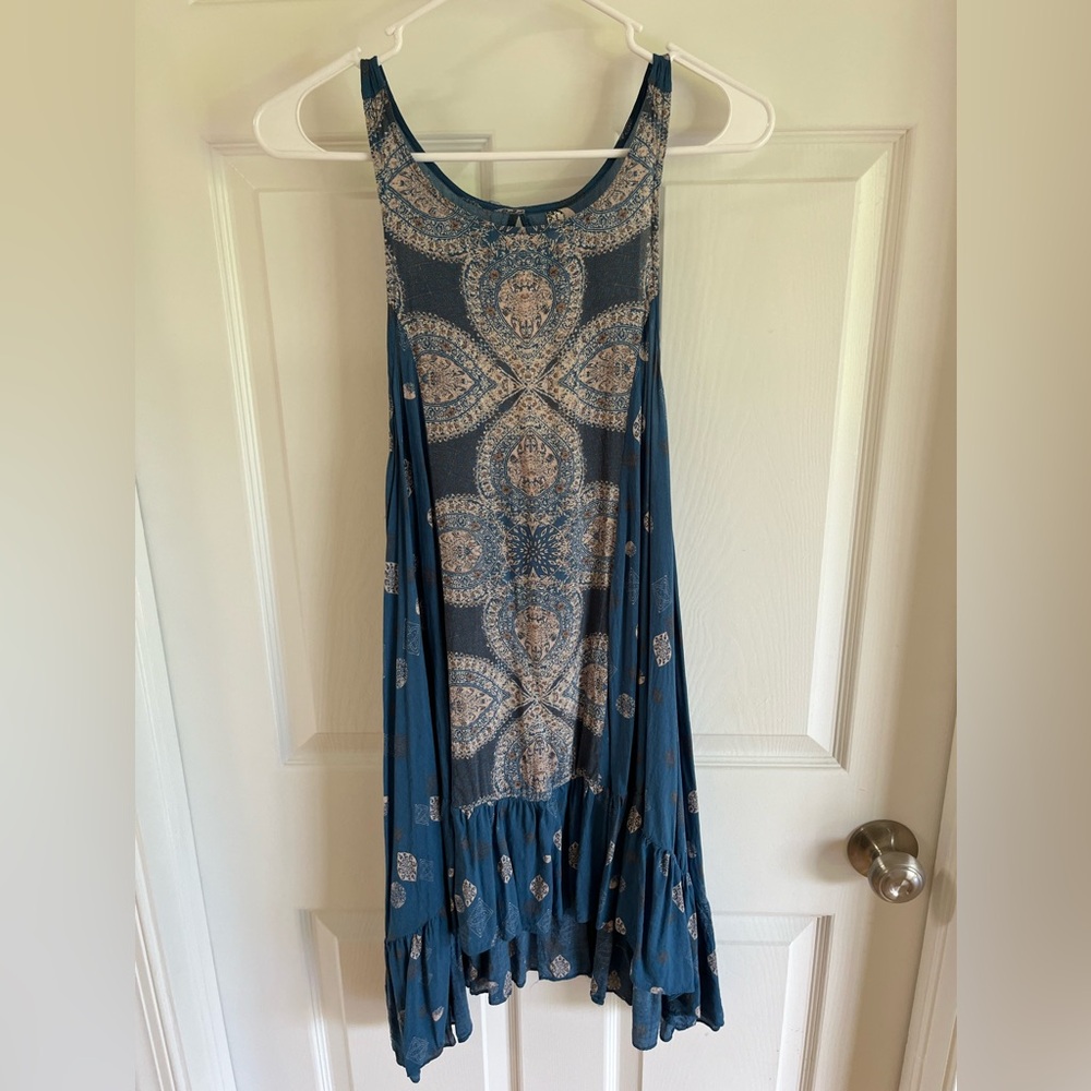 Intimately Free People Womens Swing Tank Dress Size XS Turquoise Print